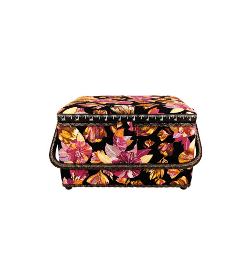 Sewing box 18.5x26x16cm fuschia leaves