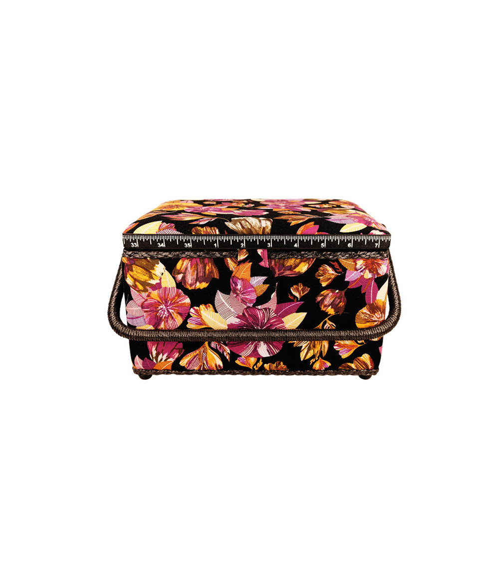 Sewing box 18.5x26x16cm fuschia leaves
