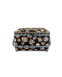 Scatola da cucito 18,5x26x16cm blu verde bolle fondo nero