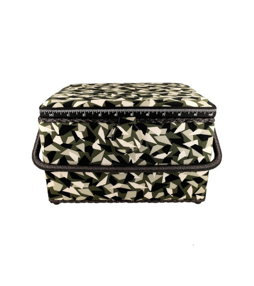 Sewing box 21x28.5x19.5cm khaki geometric print
