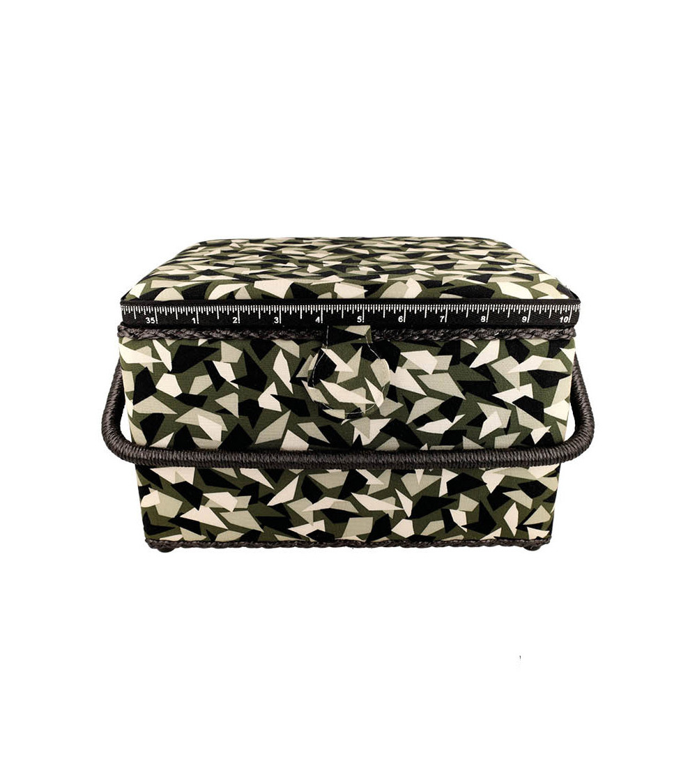 Sewing box 21x28.5x19.5cm geometric khaki print