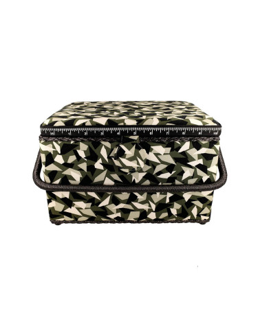 Sewing box 21x28.5x19.5cm geometric khaki print