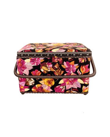 Scatola da cucito 21x28,5x19,5 cm foglie fucsia