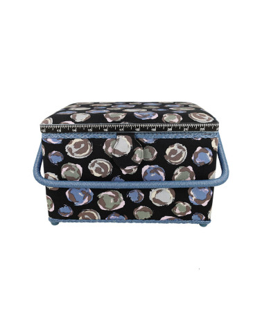 Sewing box 21x28.5x19.5cm blue green bubbles black background