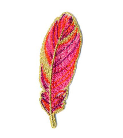 Ecusson thermocollant feuille rose et dorée 7x2cm