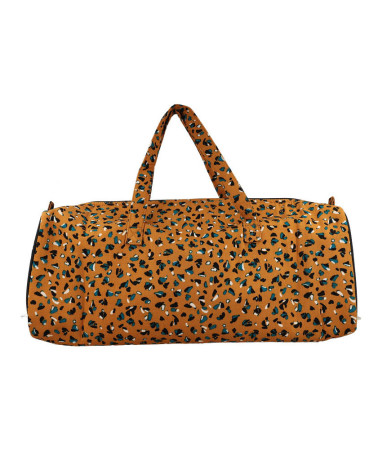 Sac à tricot 44x14x17cm imprimé moucheté jaune moutarde bleu