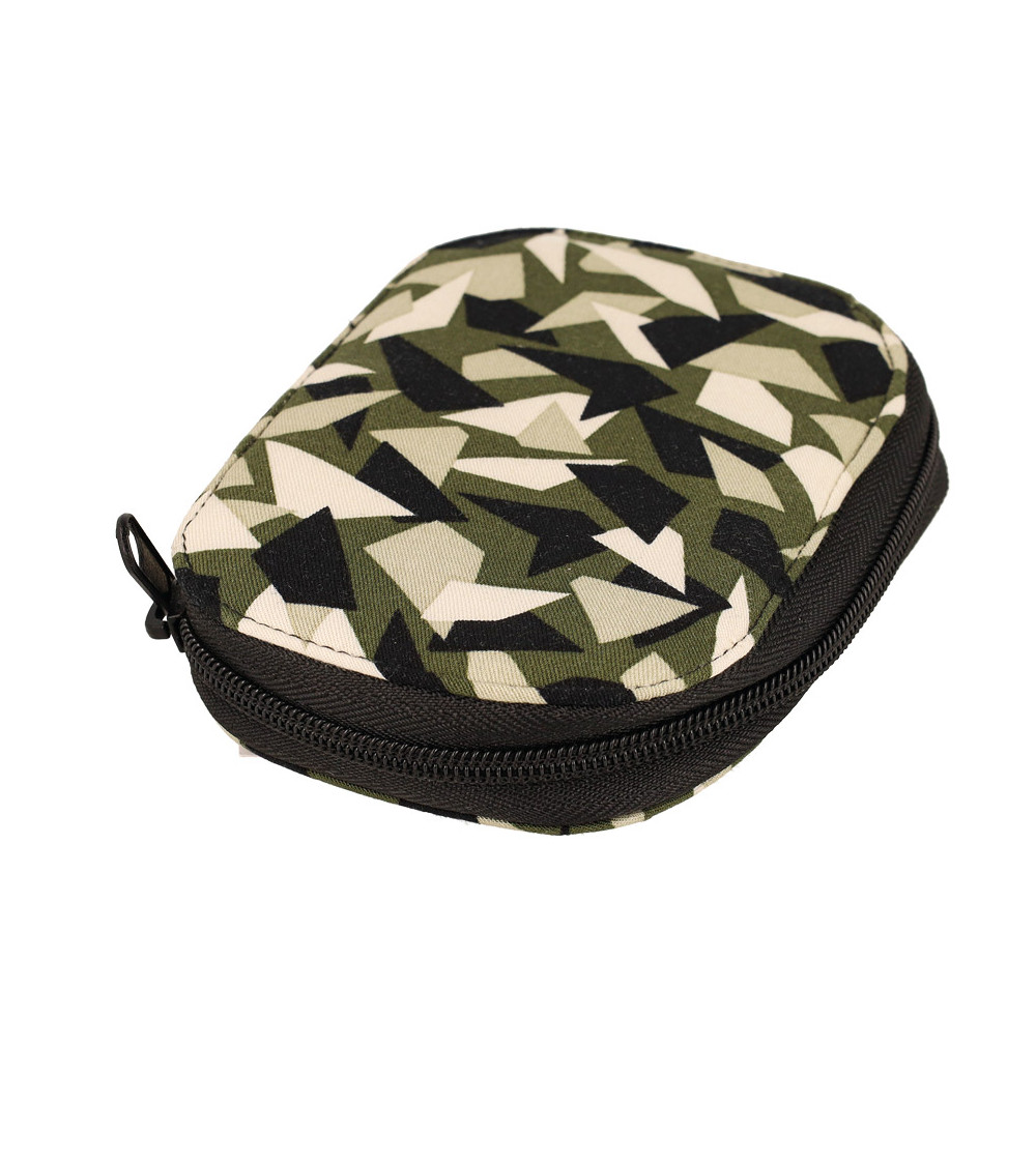 Nähbeutel 14x9cm Khaki mit geometrischem Druck