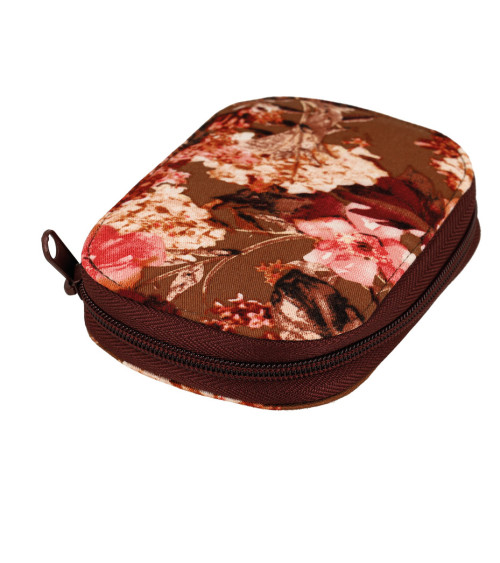 Sewing pouch 14x9cm pink flowers