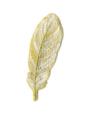 Yellow and gold leaf iron-on patch 7x2cm