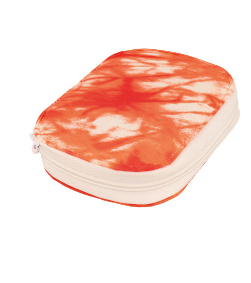Sewing pouch 14x9cm tie&die coral orange