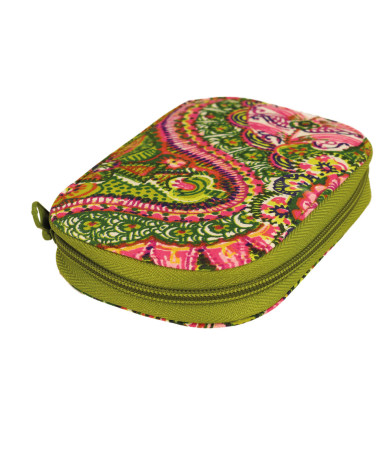 Sewing pouch 14x9cm pink and green print