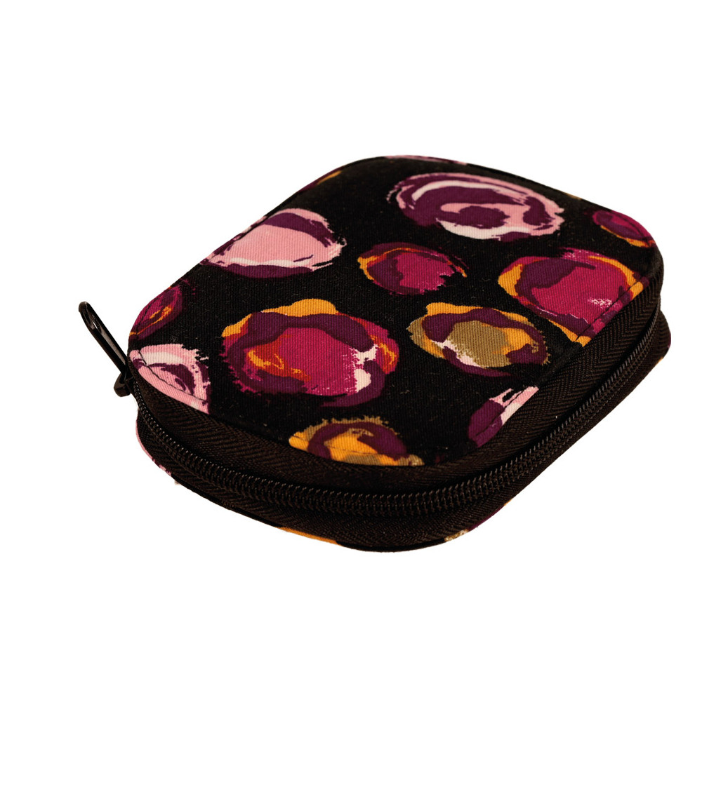 Pochette à couture 14x9cm bulles fuchsia fonds noir