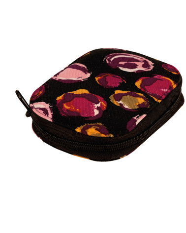 Sewing pouch 14x9cm fuchsia bubbles black background