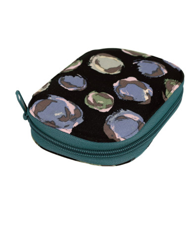 Sewing pouch 14x9cm blue green bubbles black background