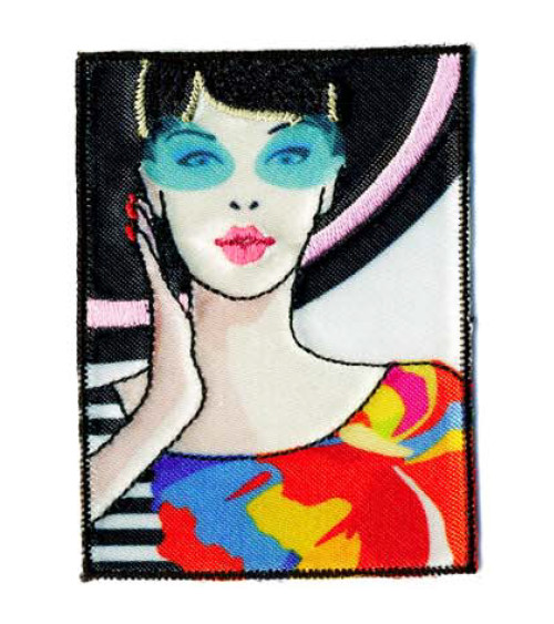Pin-up woman iron-on patch 7 x 5cm