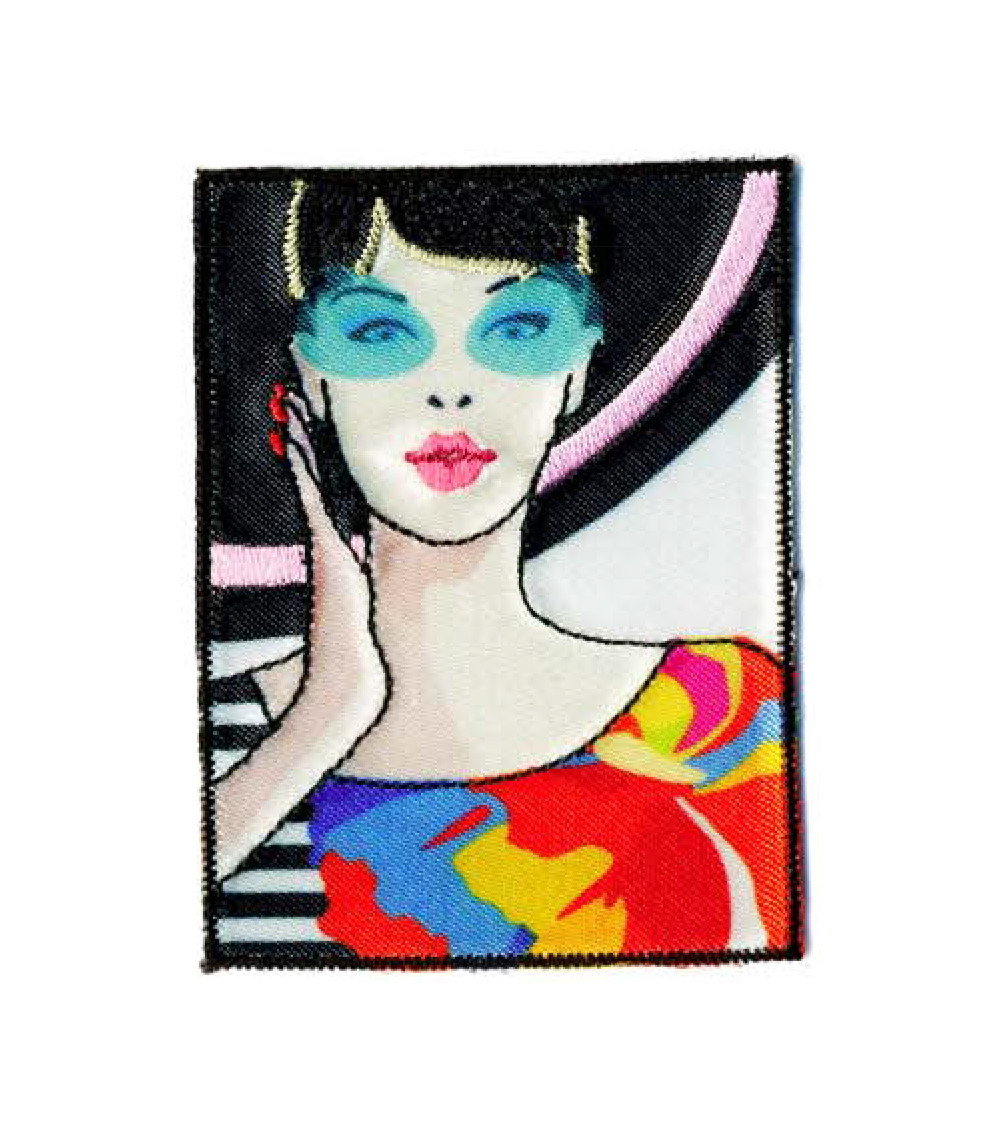 Pin-Up-Frau-Aufnäher zum Aufbügeln, 7 x 5 cm