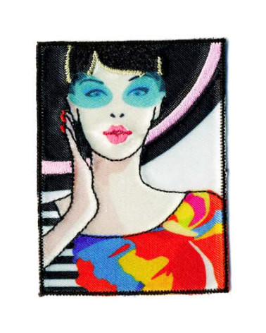 Pin-Up-Frau-Aufnäher zum Aufbügeln, 7 x 5 cm