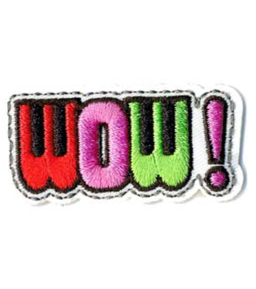 Flashy WOW iron-on patch