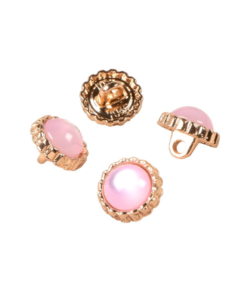 Lot de 6  boutons bijou perle rose 11mm