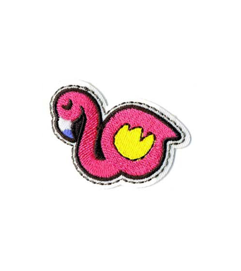 Flashy flamingo iron-on patch