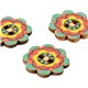 Lot de 6 boutons en bois fleur décorée multicolore 20mm