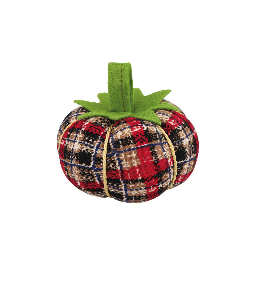 Tomato pin holder 8cm tartan print