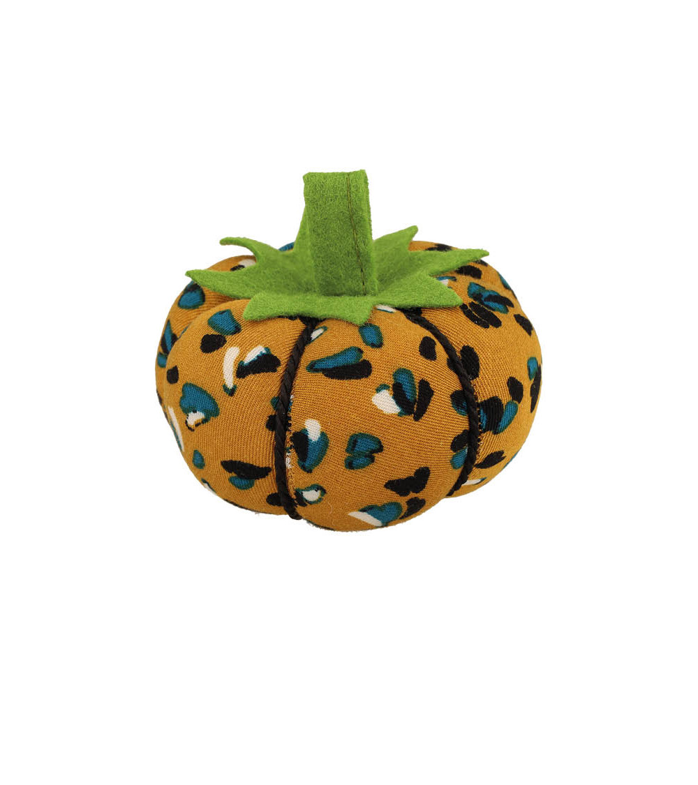 Tomato pin holder 8cm speckled print yellow mustard blue