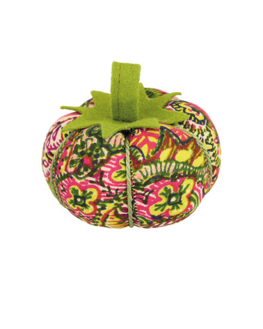 Tomato pin holder 8cm pink and green print