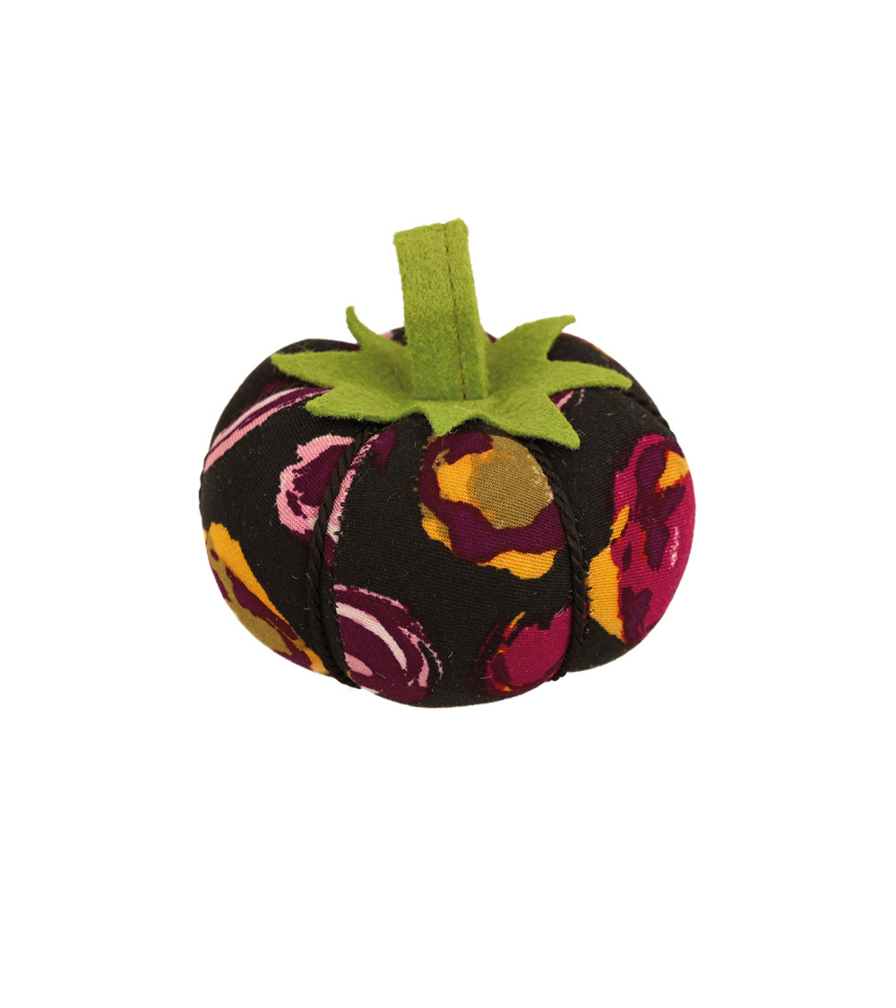 Tomate porte-épingles 8cm bulles fuchsia fonds noir