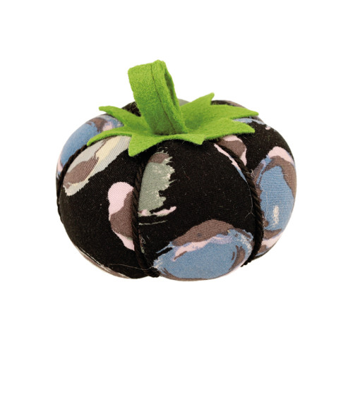 Tomate porte-épingles 8cm bulles bleues vertes fonds noir