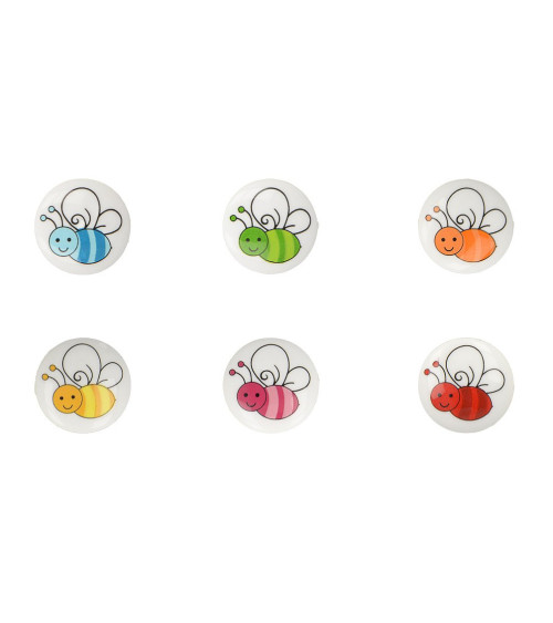 Lot de 6 boutons culot abeille 15mm