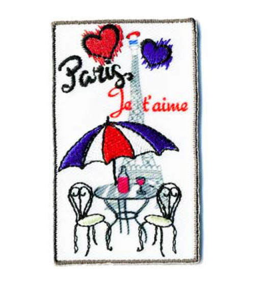 Paris iron-on patch I love you 6x3.5cm