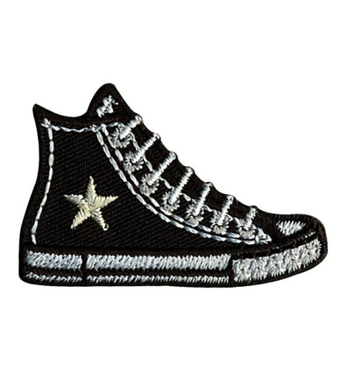 Black canvas basketball badge