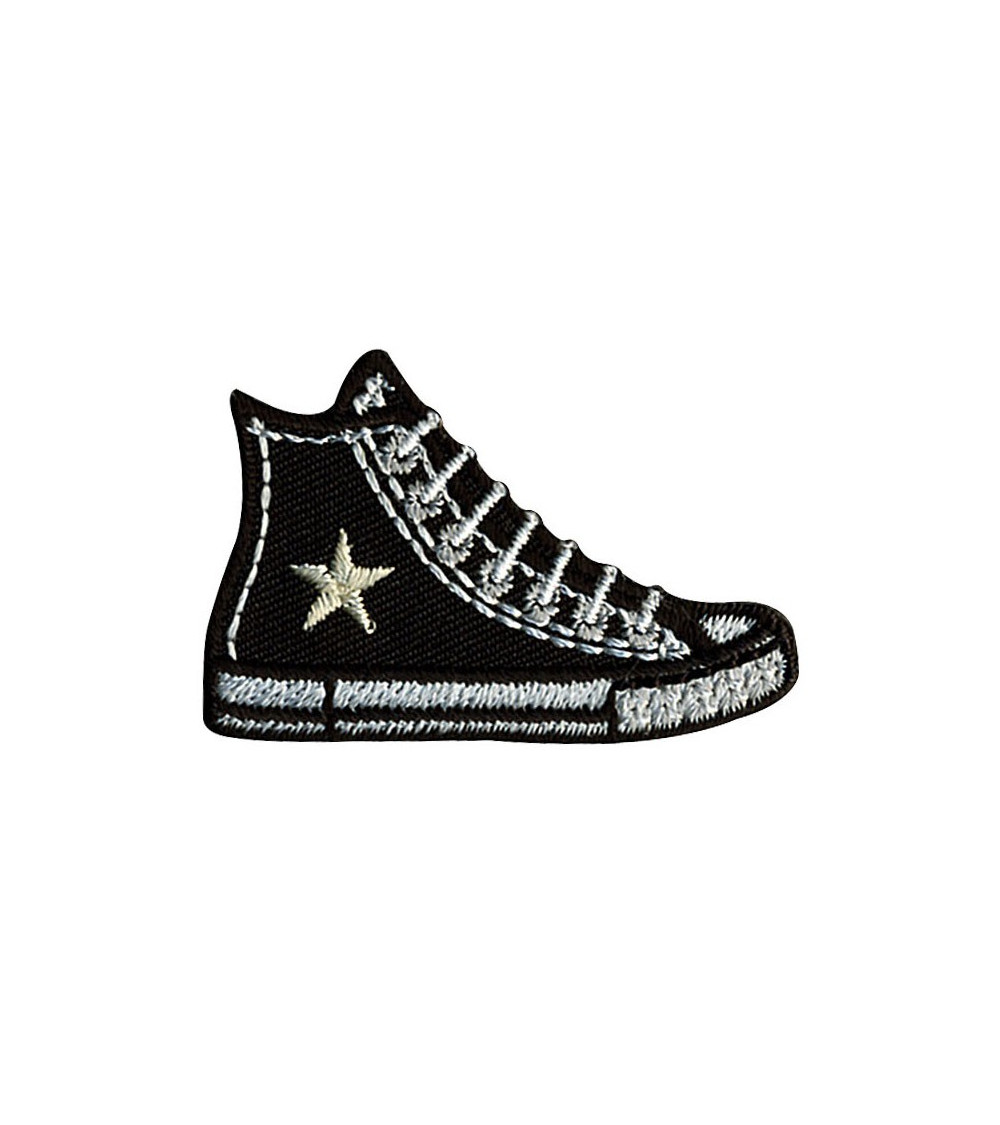 Black canvas basketball badge