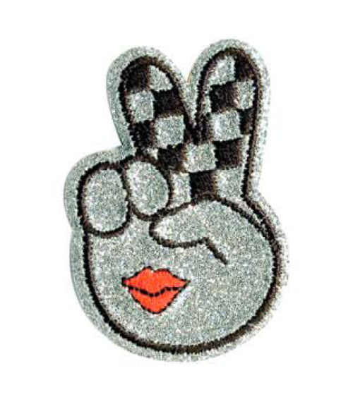 Hand V sequin iron-on patch