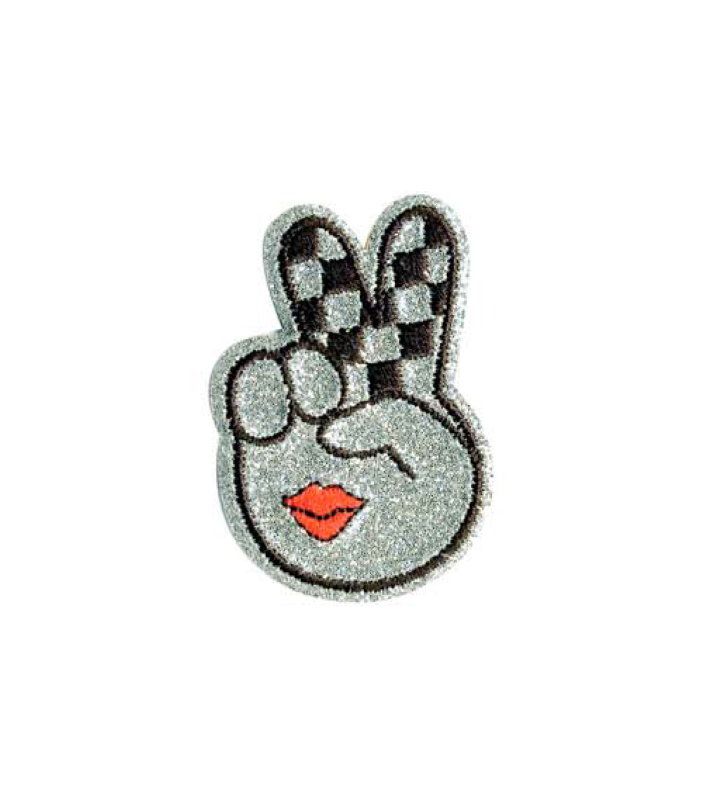 Hand V sequin iron-on patch