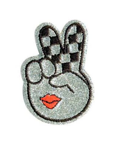Hand V sequin iron-on patch