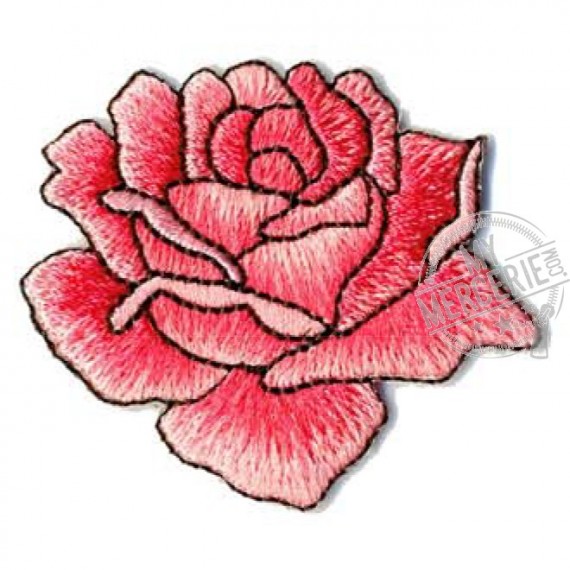 Ecusson thermocollant rose dessinée rose 4x4.5cm