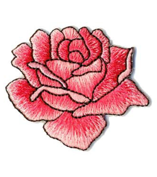 Ecusson thermocollant rose dessinée rose 4x4.5cm