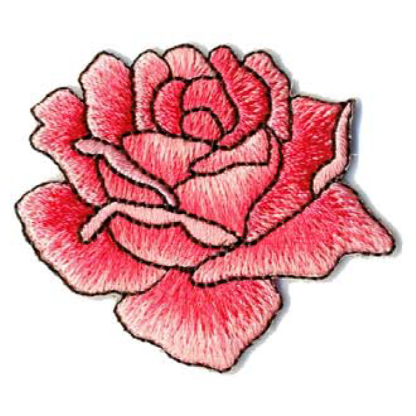 Ecusson thermocollant rose dessinée rose 4x4.5cm