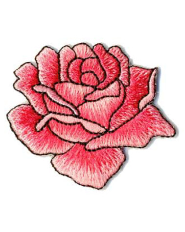 Pink iron-on patch with pink design 4x4.5cm