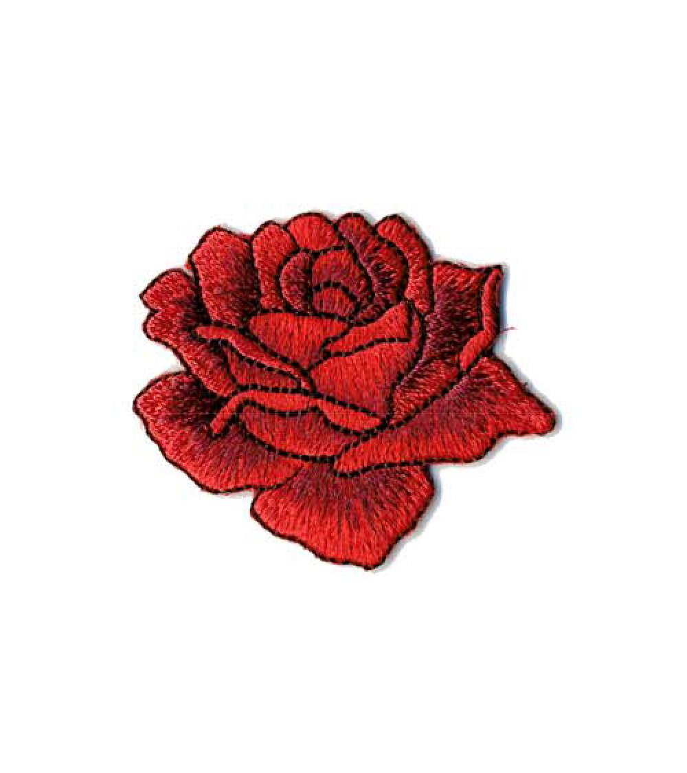 Ecusson thermocollant rose dessinée rouge 4x4.5cm