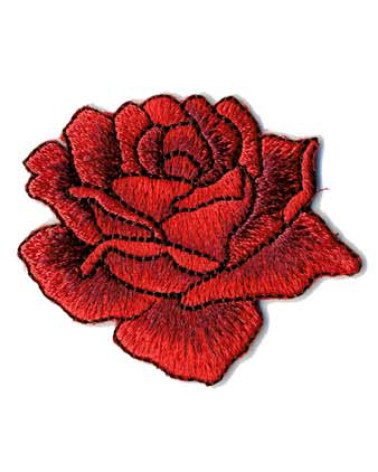 Red drawn rose iron-on patch 4x4.5cm