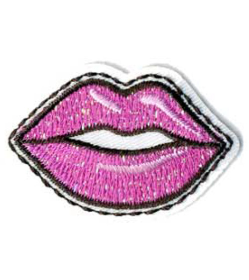 Pink lip iron-on patch