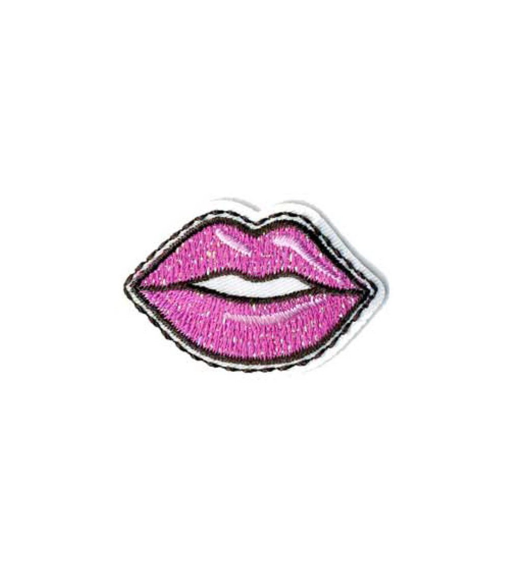 Pink lip iron-on patch