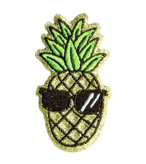 Ecusson thermocollant paillettes ananas 6x3cm