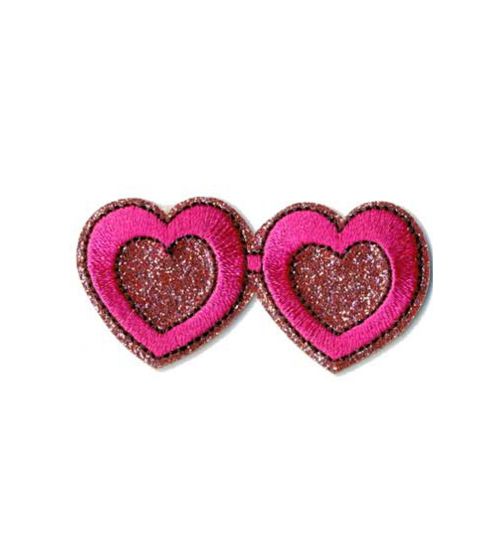 Heart glasses iron-on patch 6x3cm