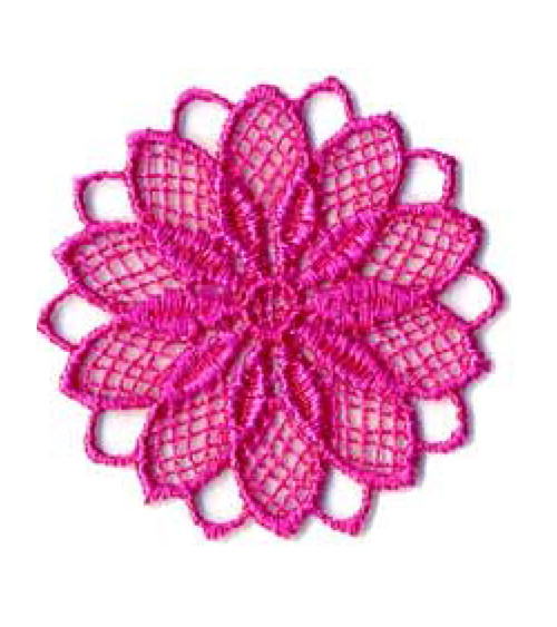 Ecusson thermocollant fleur ajourée rose 3.5x3.5cm