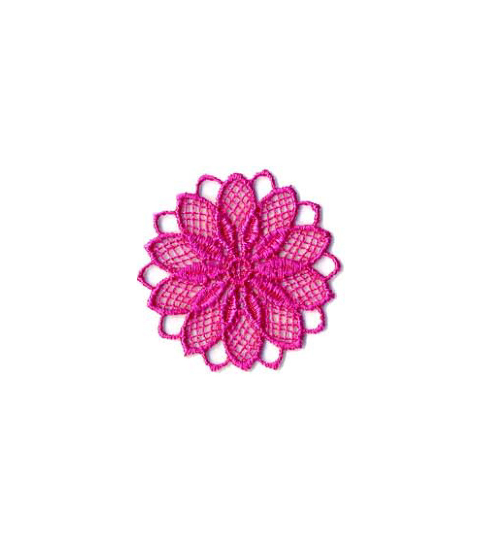 Ecusson thermocollant fleur ajourée rose 3.5x3.5cm Ecusson thermocollant fleur ajourée rose 3.5x3.5cm