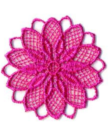 Ecusson thermocollant fleur ajourée rose 3.5x3.5cm